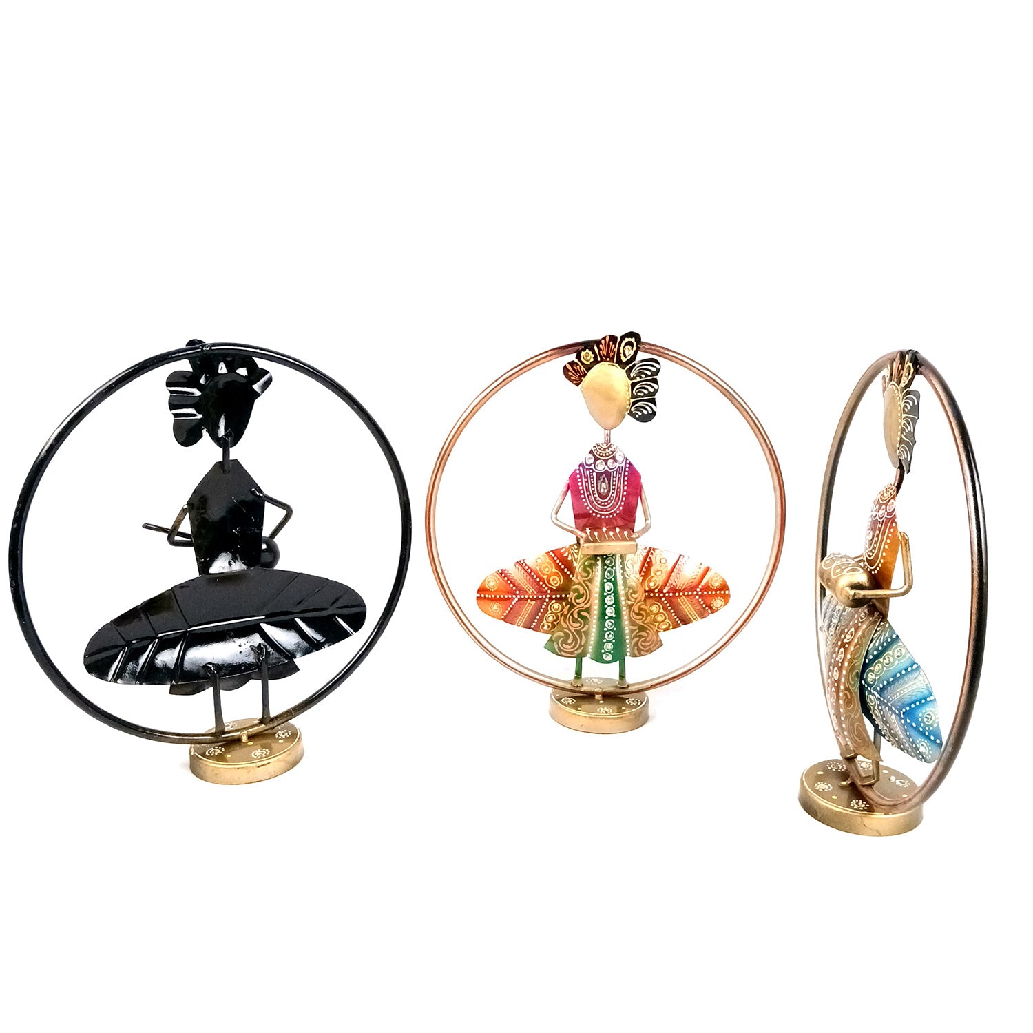 Musician Showpiece In Rings Set | Decorative Figurine With Vibrant Hand Painting - For Home, Table, Living Room & TV Unit, Office Desk & Gifts - 12 Inch - Apkamart