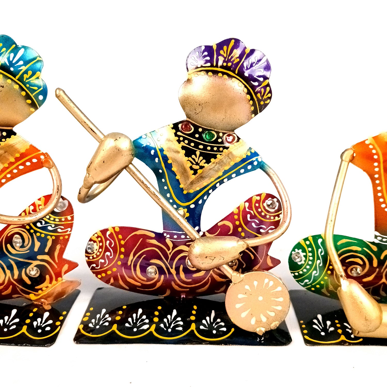 Musician Showpiece Set | Figurines With Luxurious Finish & Elegant Kundan Work - for Home, Bedroom, Living Room, Office, Table Decor & Gifts - Apkamart