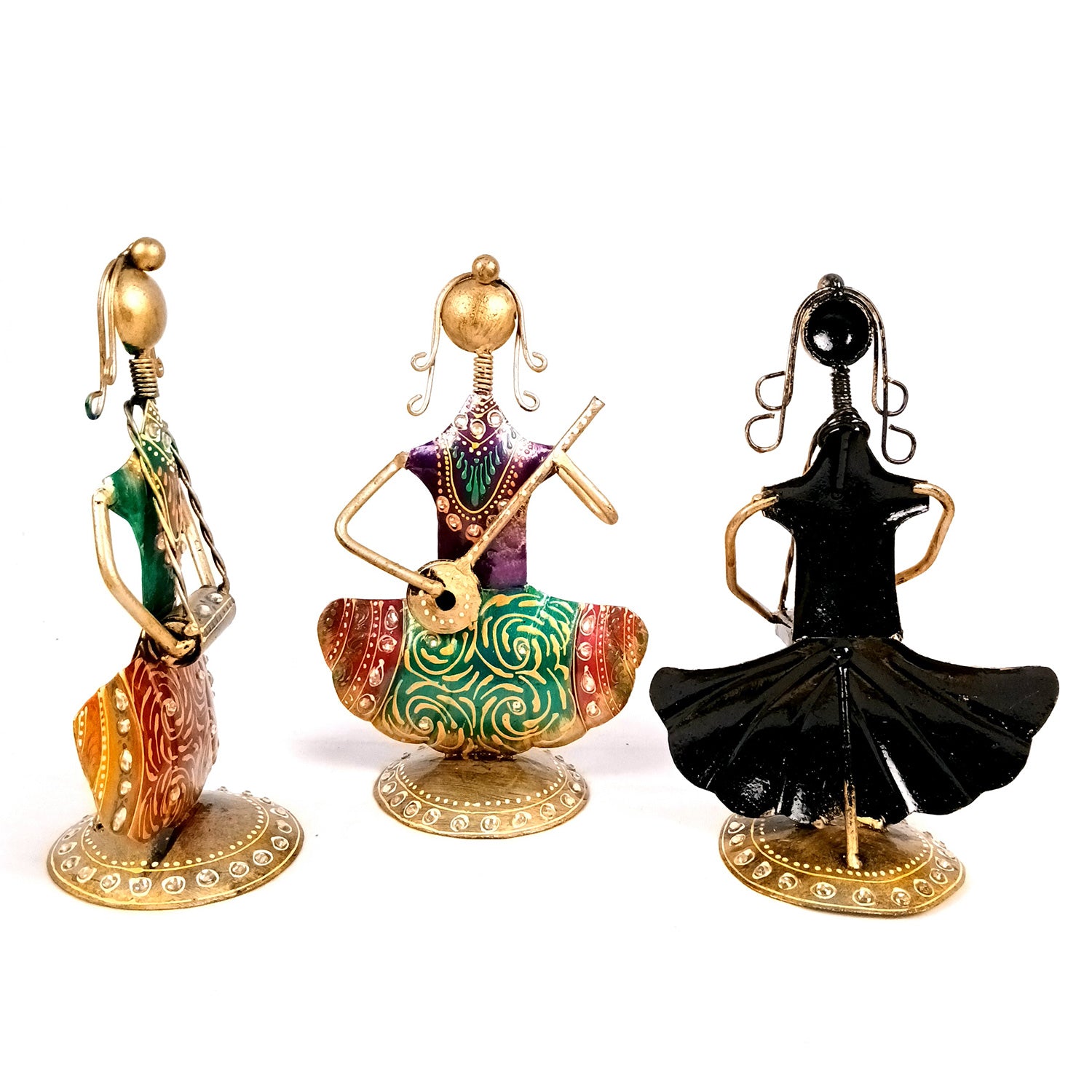 Musician Showpiece Set | Vibrant Handpainted Figurines with Exquisite Kundan Work - for Home, Bedroom, Living Room, Office, Table Decor & Gifts - Apkamart