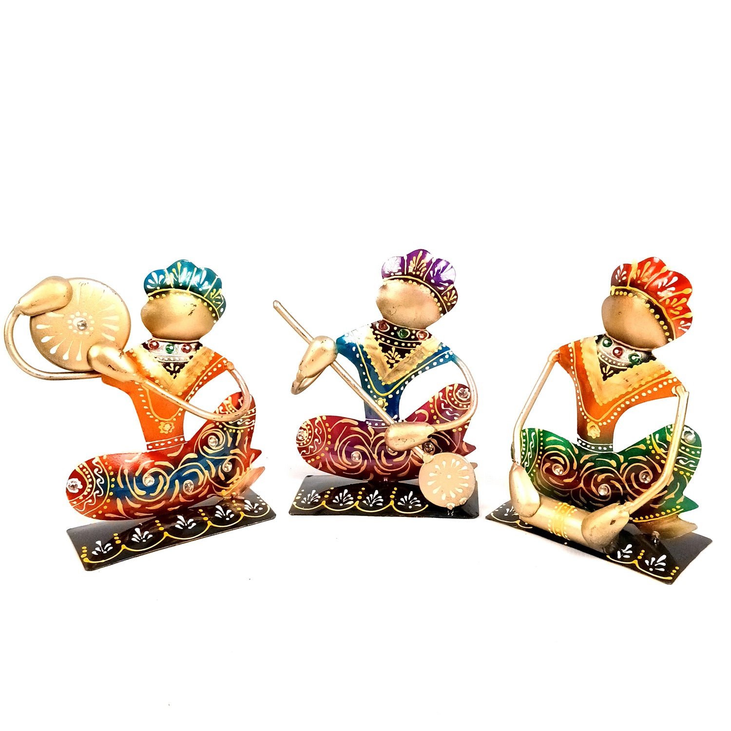 Musician Showpiece Set | Figurines With Luxurious Finish & Elegant Kundan Work - for Home, Bedroom, Living Room, Office, Table Decor & Gifts - Apkamart