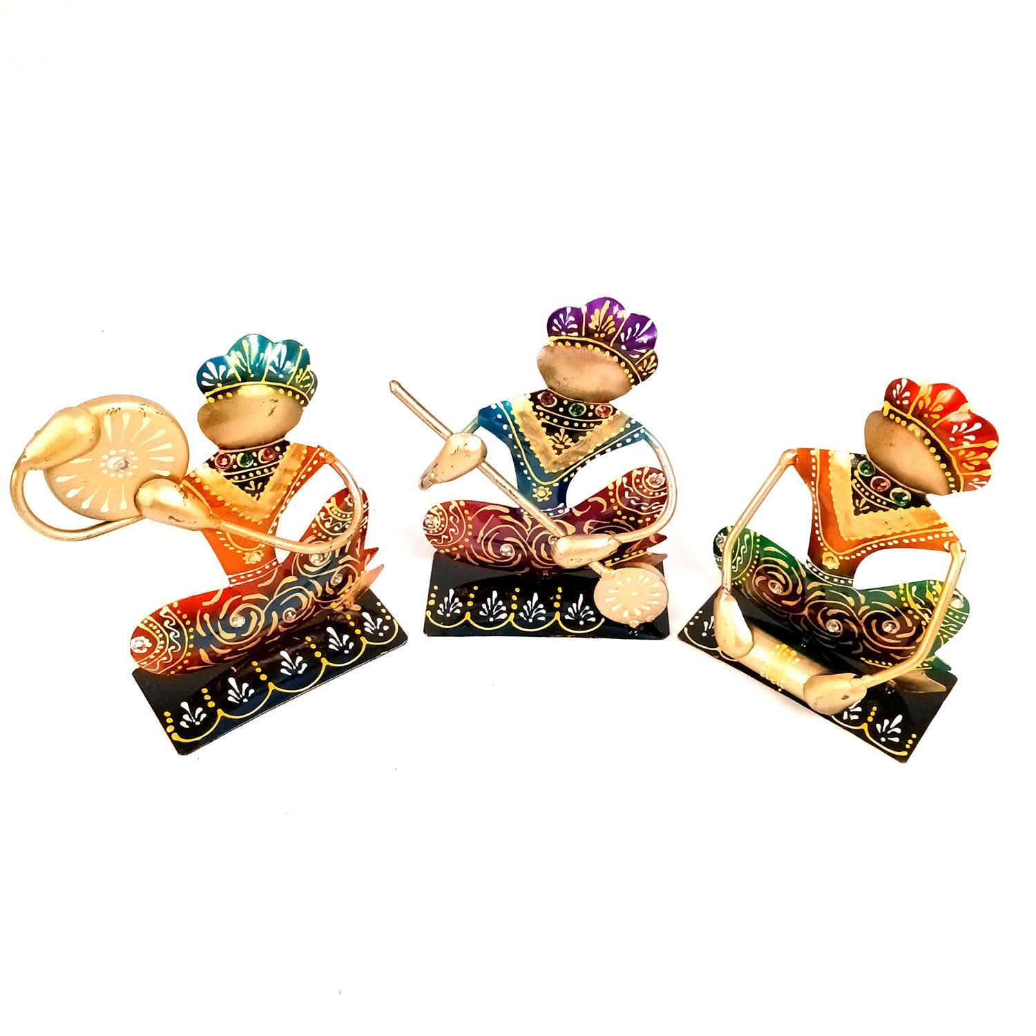 Musician Showpiece Set | Figurines With Luxurious Finish & Elegant Kundan Work - for Home, Bedroom, Living Room, Office, Table Decor & Gifts - Apkamart