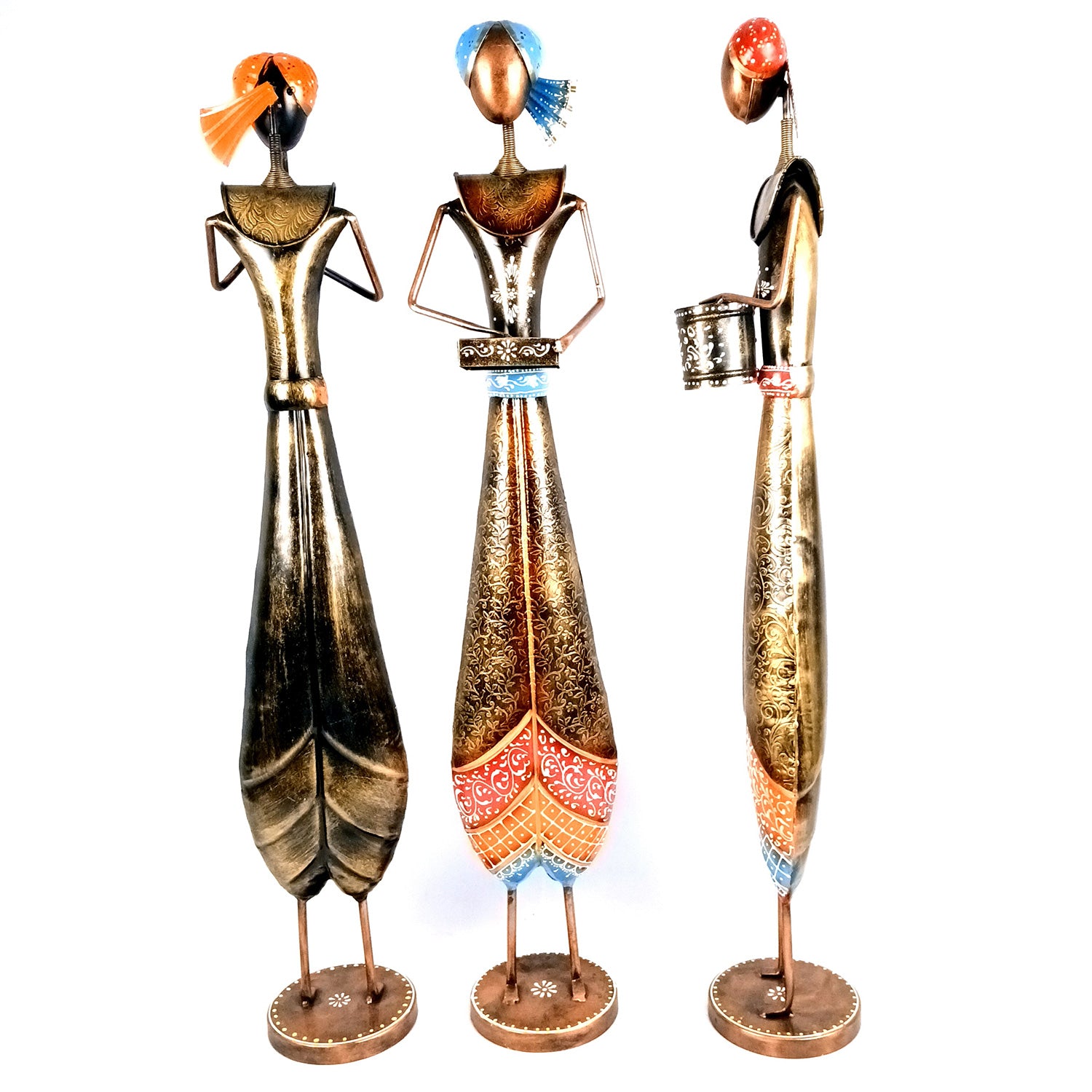 Musician Showpiece Set | Big Decorative Figurine - For Home, Table, Living Room & Corner Decoration | Show Piece For Entrance Decor & Gifts - 32 Inch - Apkamart