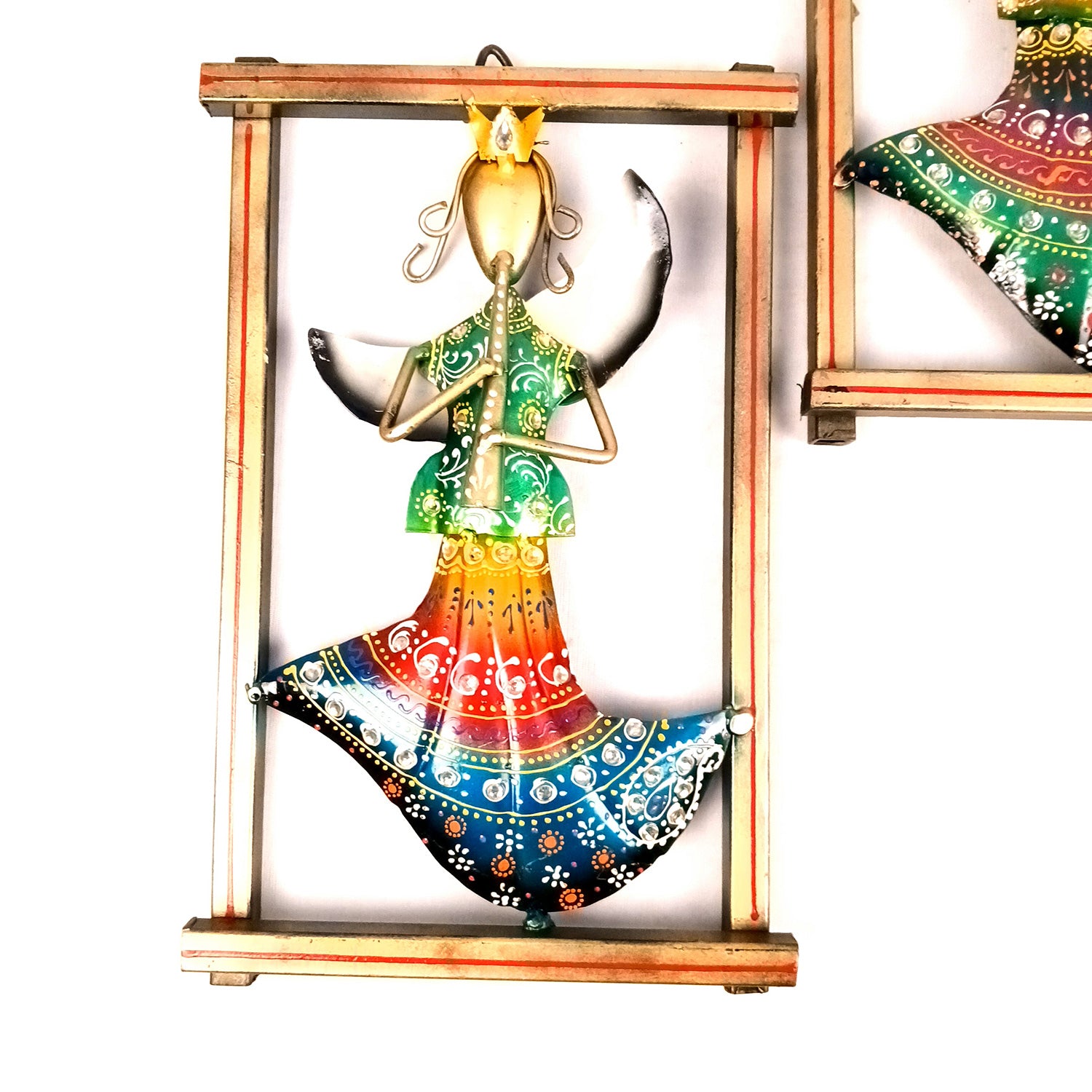 Angels Wall Hanging - Playing Musical Instruments Design | Metal Wall Art With Vibrant Hand Painting - For Home, Big Walls, Living Room & Gifts - 21 Inch (Pack of 3) - Apkamart