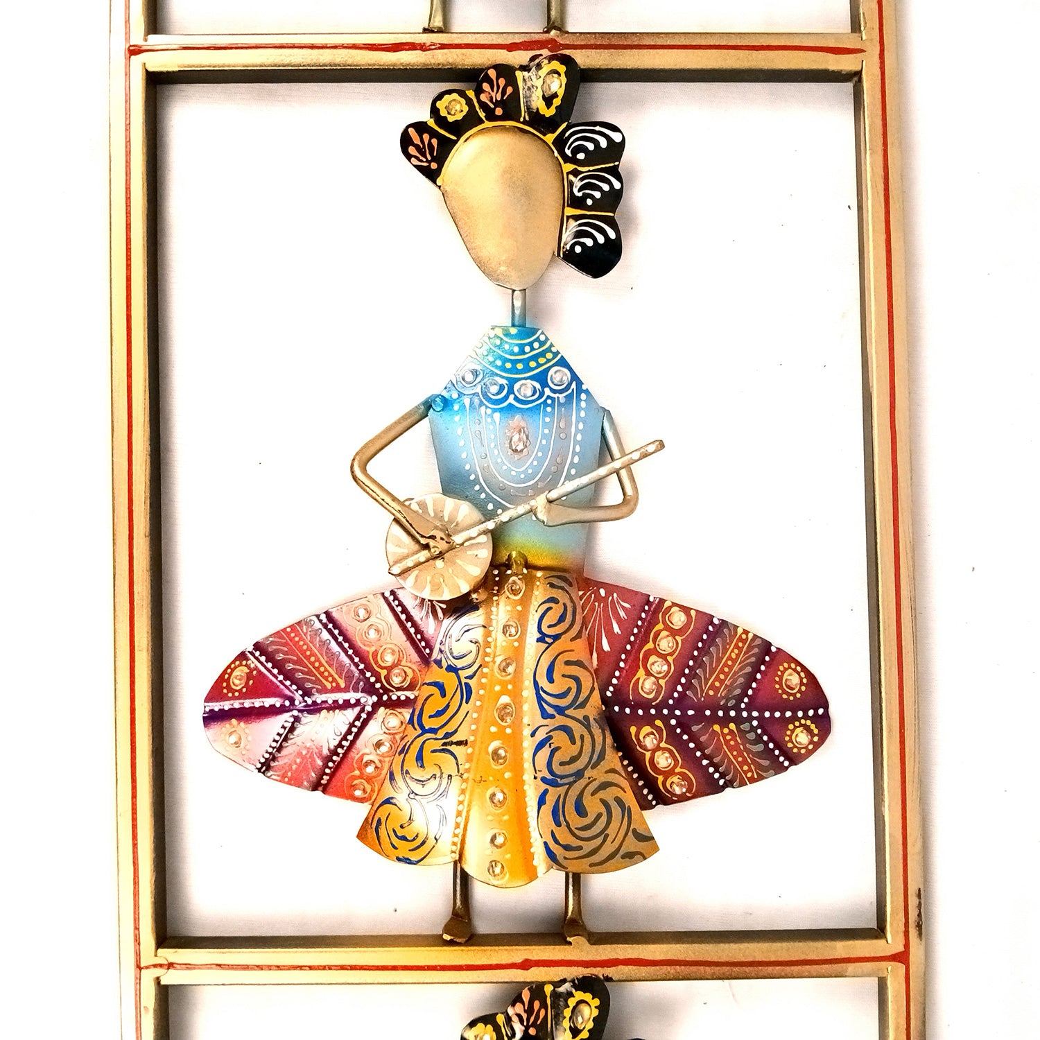 Musician Wall Hanging Big | Wall Art With Vibrant Hand Painting & Kundan Work - For Home, Big Walls, Living Room, Large Spaces, Hotel, Restaurant Decor & Gifts - 36 Inch - Apkamart