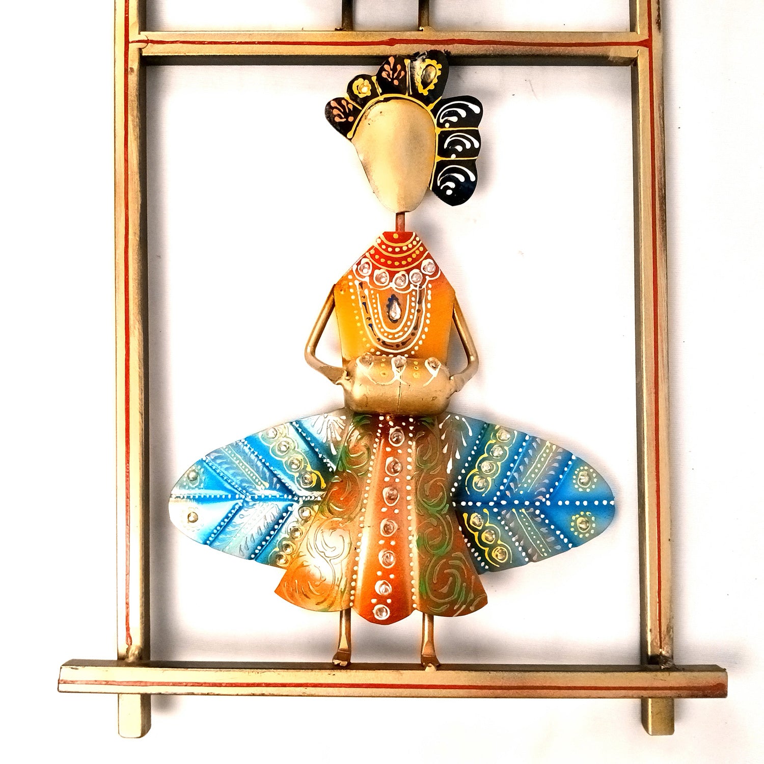 Musician Wall Hanging Big | Wall Art With Vibrant Hand Painting & Kundan Work - For Home, Big Walls, Living Room, Large Spaces, Hotel, Restaurant Decor & Gifts - 36 Inch - Apkamart