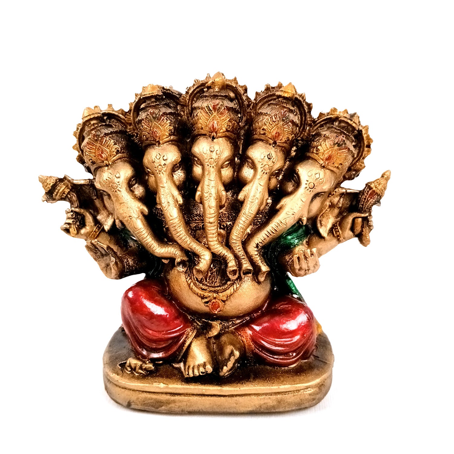 Panchmukhi Ganesh Idol | Lord Ganesha Statue Murti - for Puja, Home & Entrance Living Room Decor & Gift - 5 Inch - Apkamart