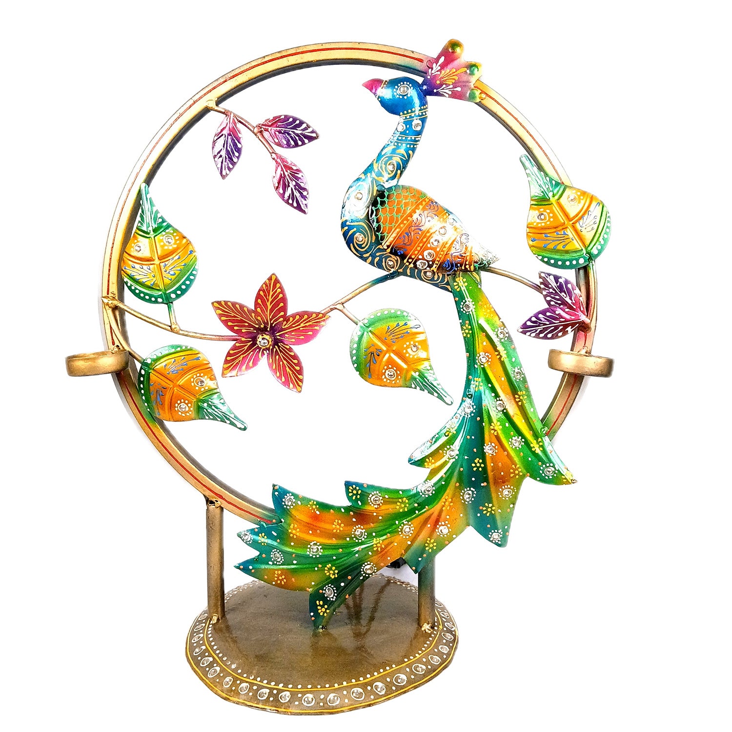 Peacock Showpiece With LED Light | Antique Lamps with Intricate Design & Vibrant Colors - for Living Room, Bedroom, Home Decoration & Gifts - 18 Inch - Apkamart