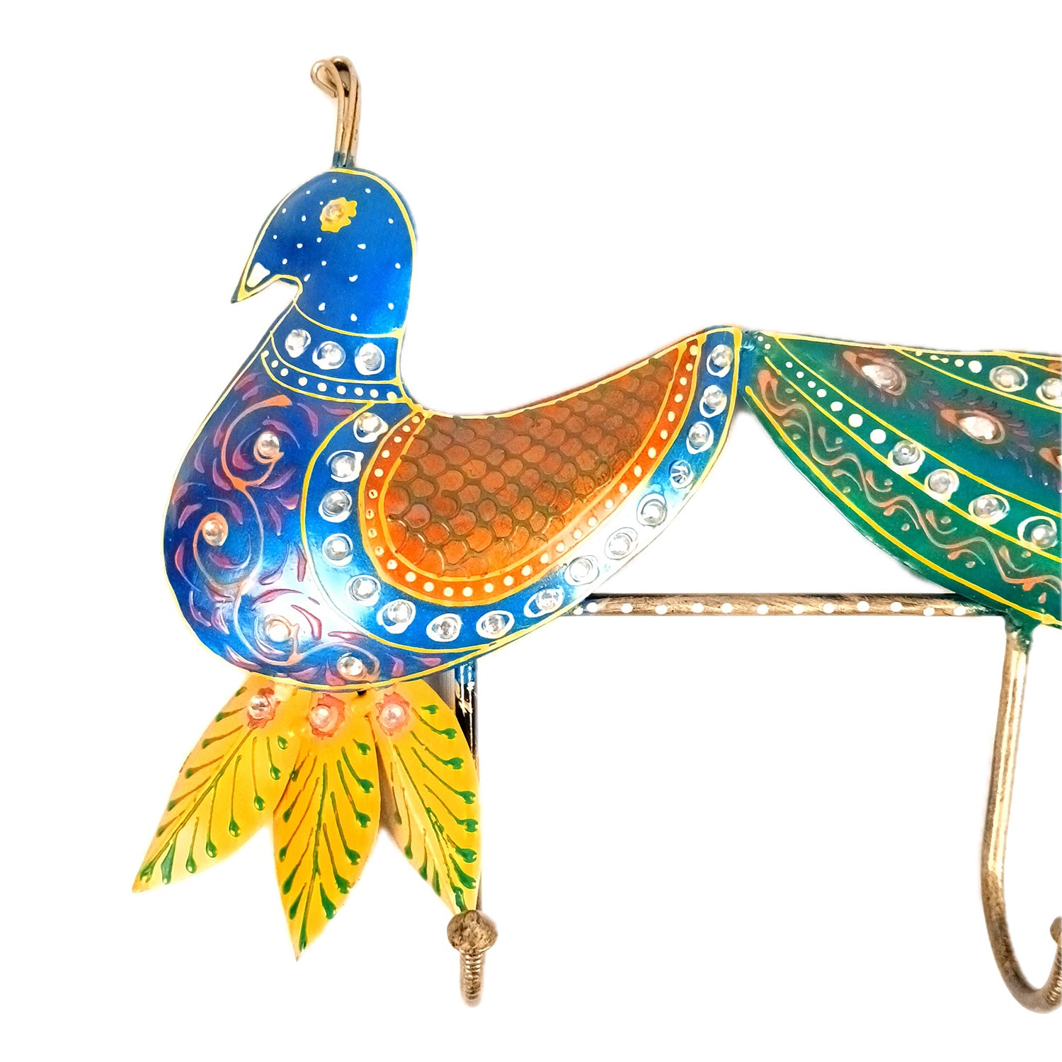 Peacock Key Holder Wall Hanging | Key Hook Stand | Keys Organizer - for Home, Entrance, Office Decor & Gifts - 14 Inch - Apkamart