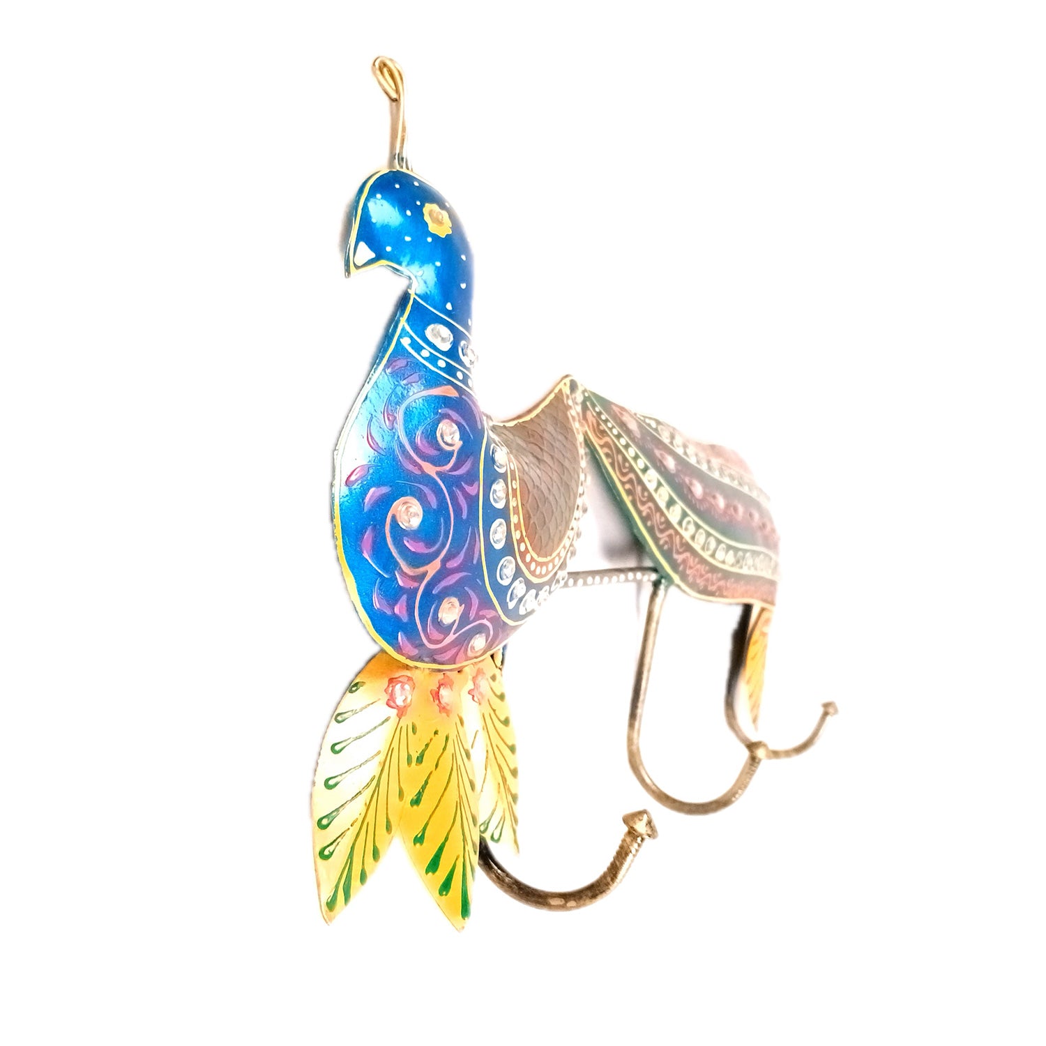 Peacock Key Holder Wall Hanging | Key Hook Stand | Keys Organizer - for Home, Entrance, Office Decor & Gifts - 14 Inch - Apkamart