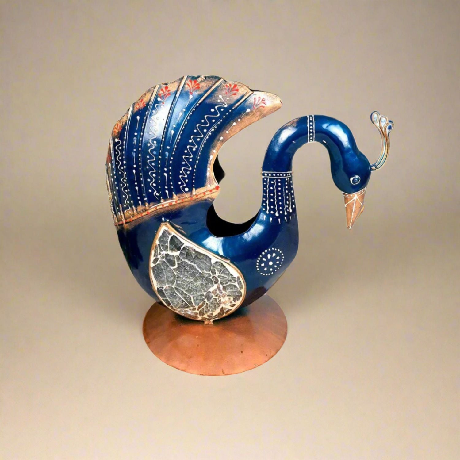 Peacock Showpiece | Handcrafted Peacock Figurine | Animal Figurines - for Home, Table, Shelf, Living Room Decor, Gifts - 12 Inch - Apkamart