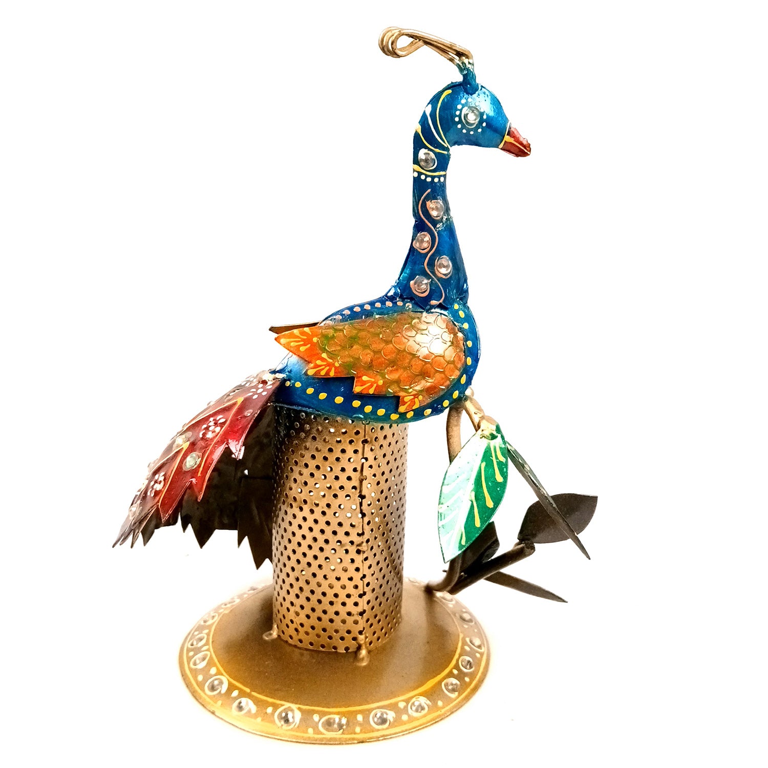 Peacock Pen Holder With Vibrant Color Feathers | Desk Organizer | Multipurpose Stand - For Gifts, Table, Desk Organizing, Home, Office Decor & Corporate Gifts - Apkamart