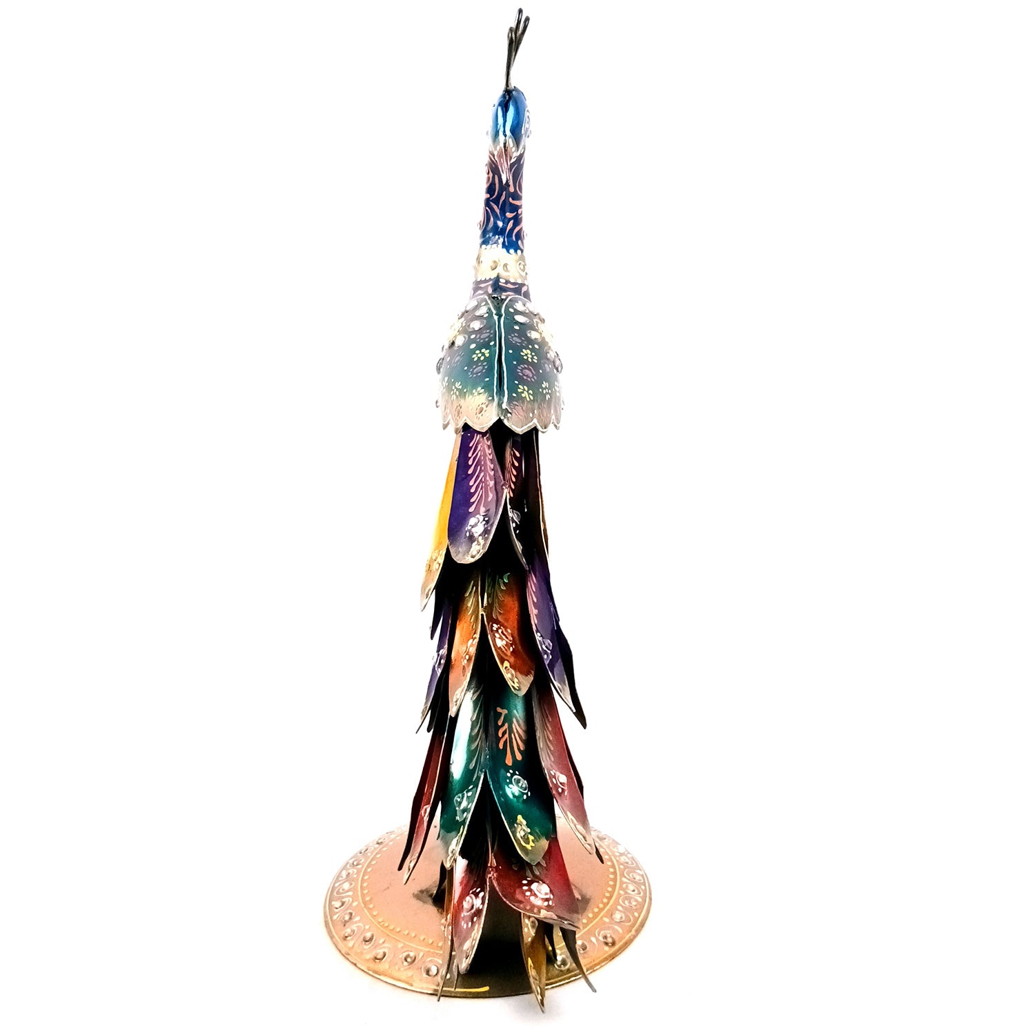 Peacock Table Clock with Multicolor Feather & Kundan Beads Work | Elegant Desk Showpiece for Home, Living Room, Study Table, Office Decor & Gift - apkamart