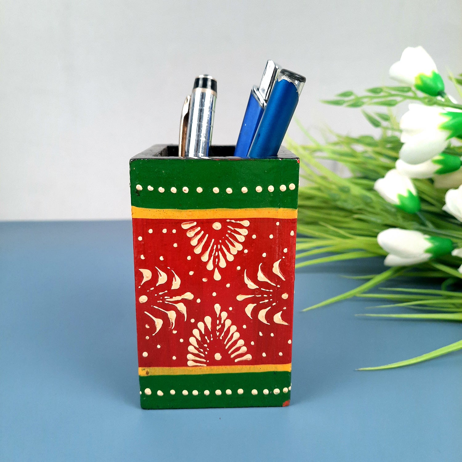 Pen Pencil Holder | Desk Organizer | Wooden Pencil Stand |Stationary Holders - For Home, Study Table, Office Decor, Corporate Gifting | Gifts For Him -apkamart #Style_Design 3