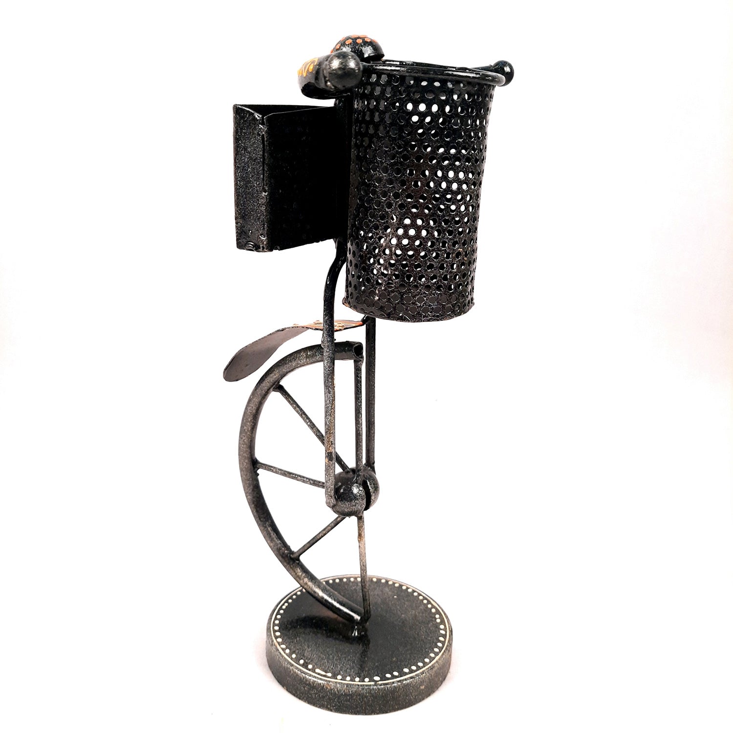 Pen Holder With Visiting Card Holder | Desk Organizer | Cycle Decorative Showpiece - For Gifts, Table, Desk Organizing, Home, Office Decor - apkamart