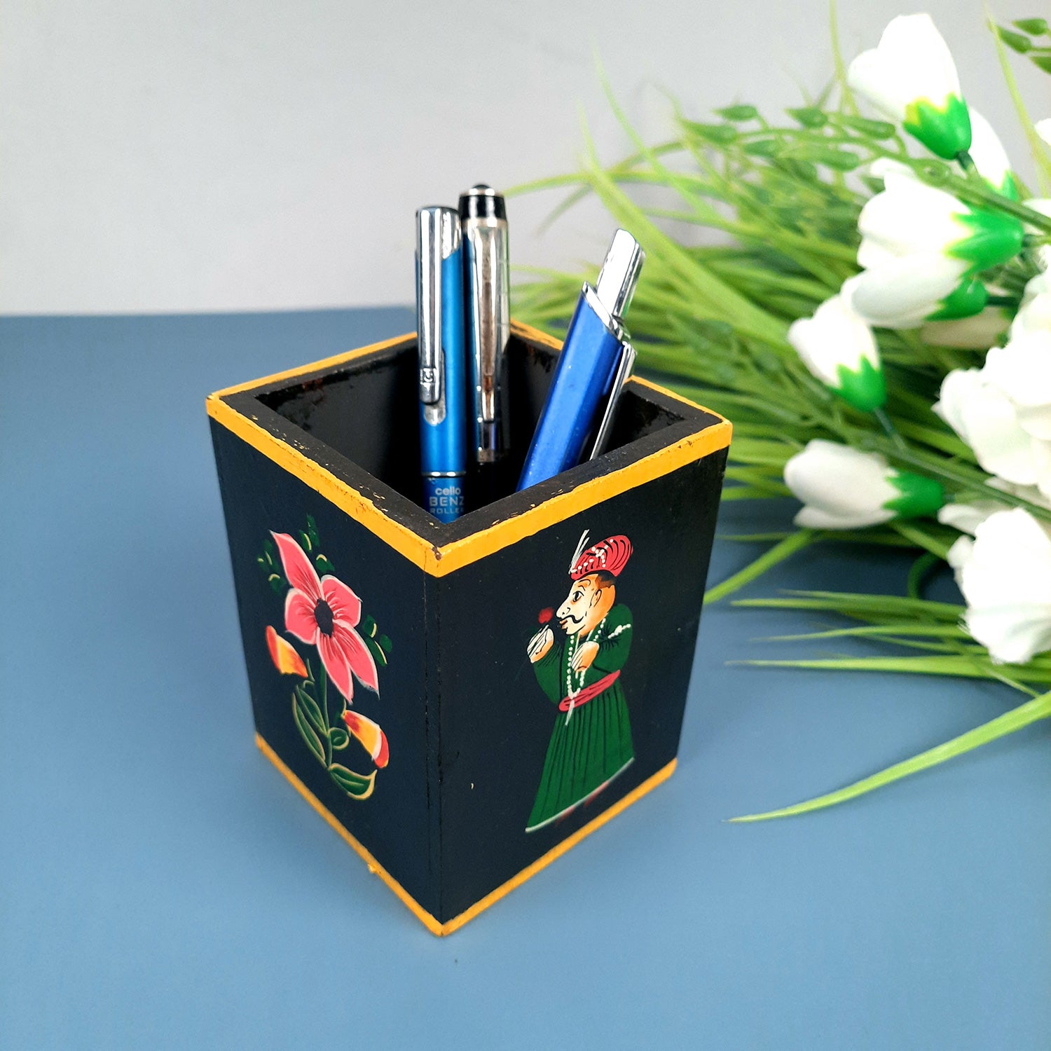 Pen Pencil Holder | Desk Organizer | Wooden Pencil Stand |Stationary Holders - For Home, Study Table, Office Decor, Corporate Gifting | Gifts For Him -apkamart #Style_Design 1