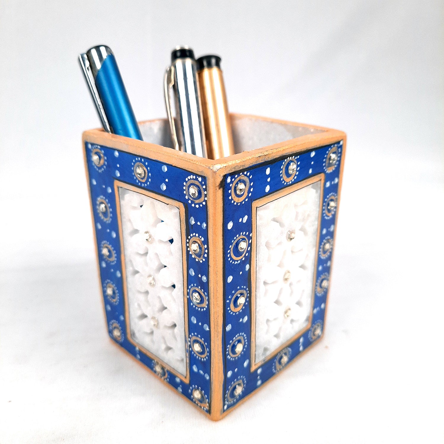 Pen Holder | Desk Organizer | Pencil Stands Marble| Multipurpose Holders Stand - For Stationary Gifts, Table, Desk Organizing, Home, Office Decor & Corporate Gifts - apkamart