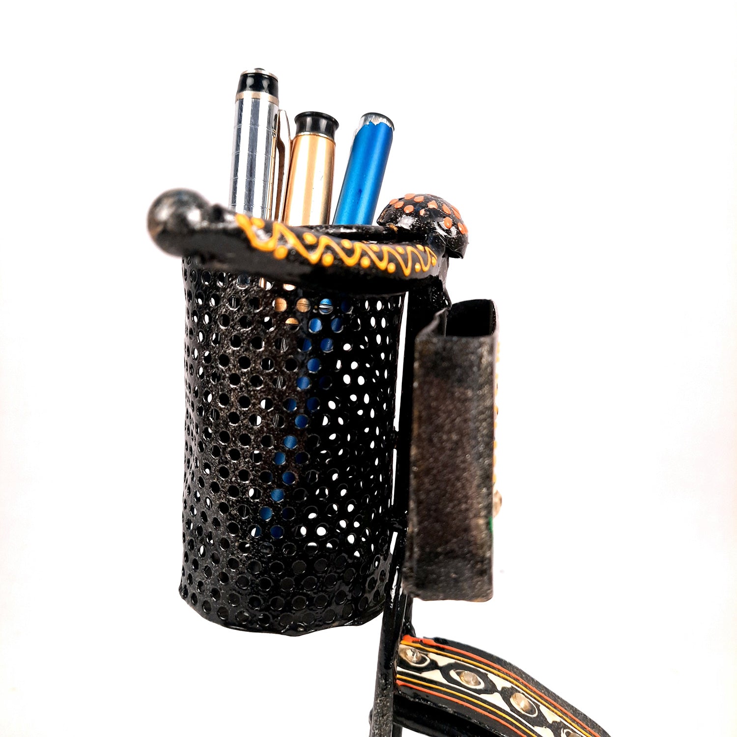 Pen Holder With Visiting Card Holder | Desk Organizer | Cycle Decorative Showpiece - For Gifts, Table, Desk Organizing, Home, Office Decor - apkamart