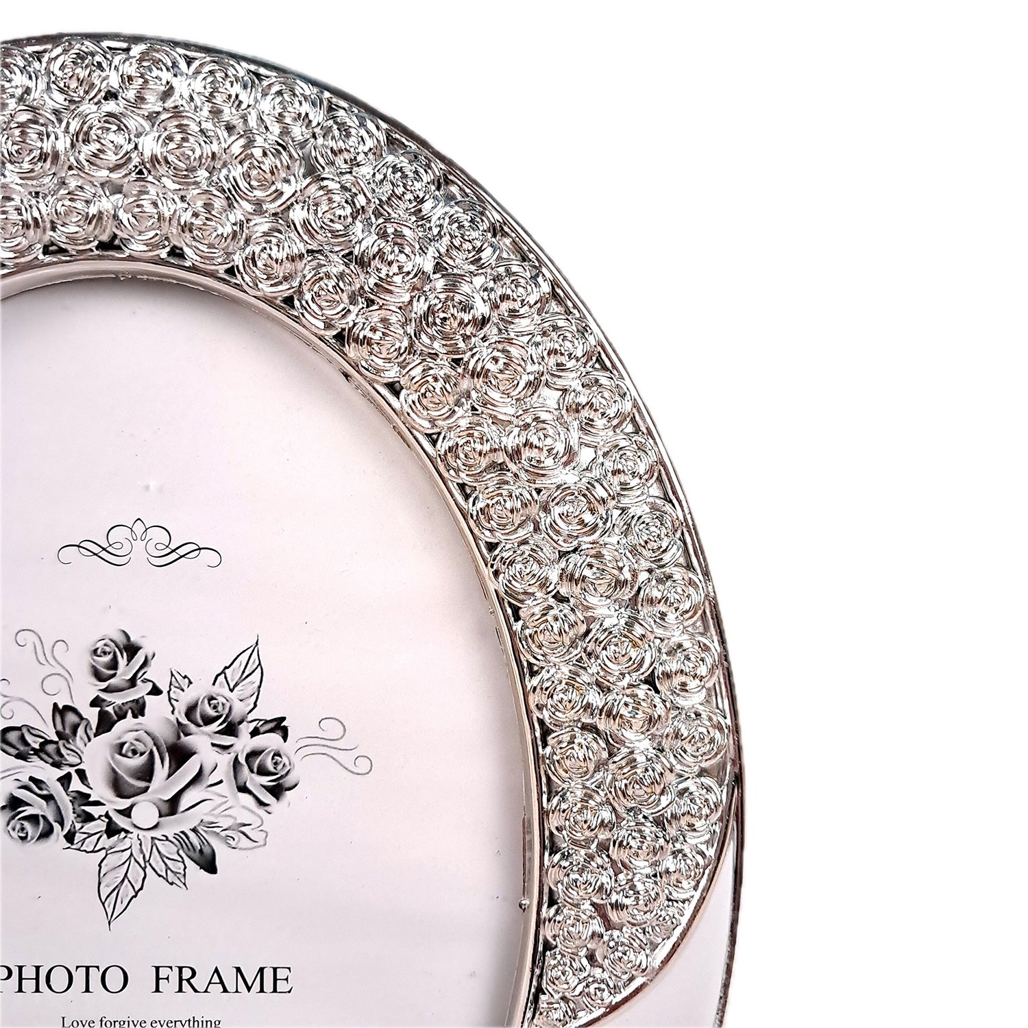 Table Photo Frame | Designer Oval Silver Picture Frames - For Home Decor, Office Desk, Bedroom & Living Room - apkamart