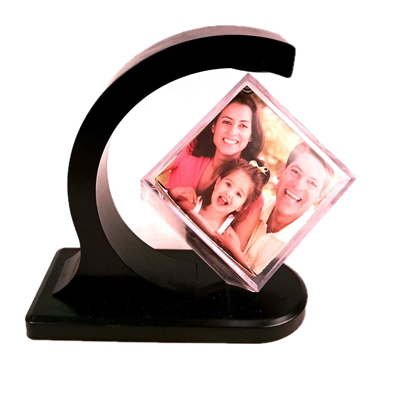 Magnetic Floating Cube - 6 Photo Frame | Freestand Rotating Photo Album - For Home Decor, Bedroom, Table Top, Office Desk, Living Room & Gifts  - apkamart