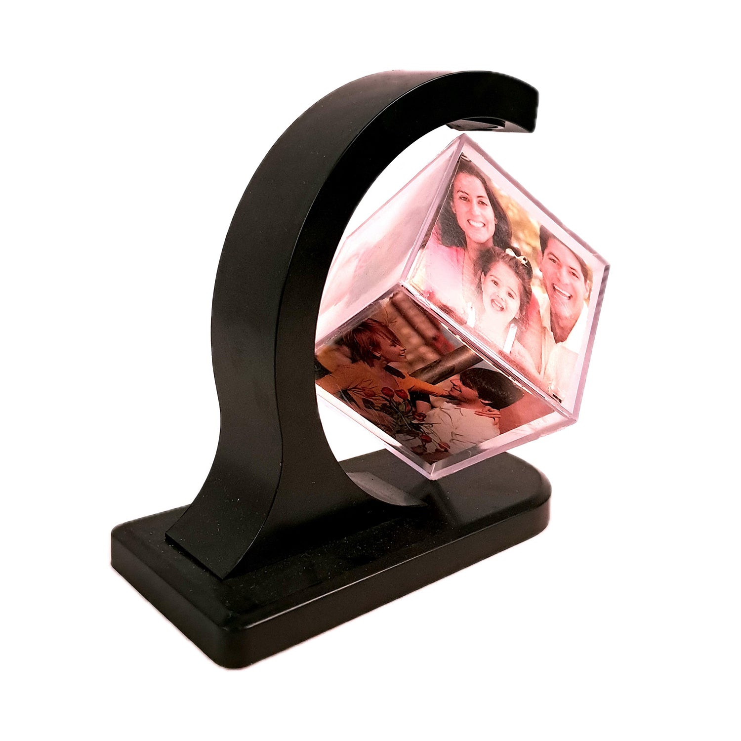 Magnetic Floating Cube - 6 Photo Frame | Freestand Rotating Photo Album - For Home Decor, Bedroom, Table Top, Office Desk, Living Room & Gifts  - apkamart