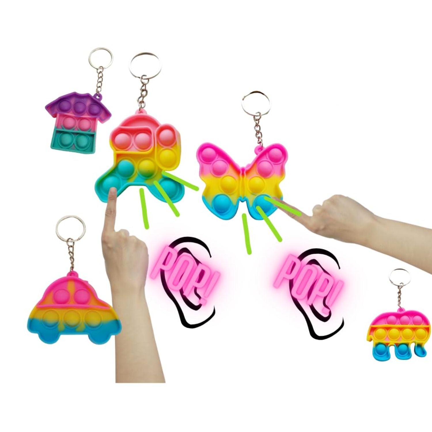 Pop It Keychains | Push Pop Bubble Popping Toy in Assorted Colour & Designs - For Kids, Gifts & Return Gifts - Apkamart