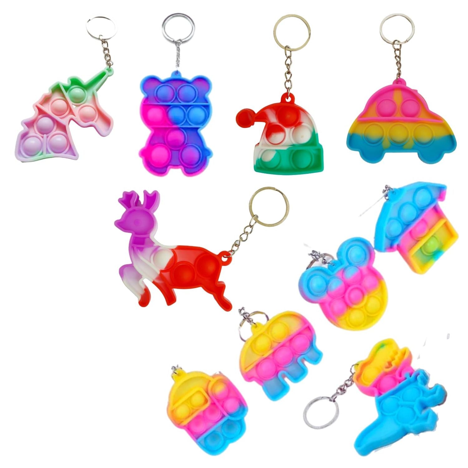 Pop It Keychains | Push Pop Bubble Popping Toy in Assorted Colour & Designs - For Kids, Gifts & Return Gifts - Apkamart