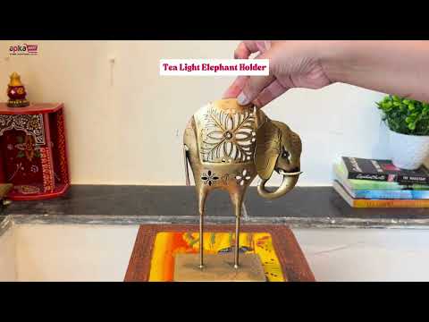 Tealight Candle Stand - Elephant Design | T Light Holder - For Home Decor, Living room, Table & Shelf Decor, Office, Decorative Item for Diwali & Gifts - 9 Inch -Apkamart