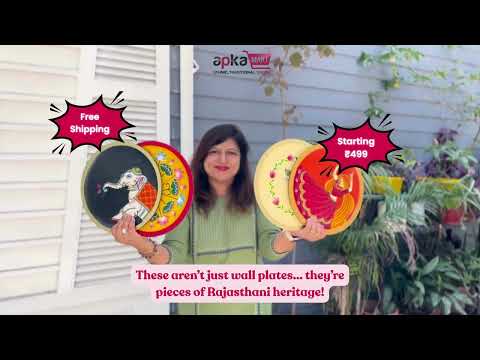 Wall Plate | Wooden Wall Hanging Plates - Rajasthani Lady Wall Art - For Home Decor, Living Room, Bedroom, Office | Gift for Wedding, Housewarming - 12 Inch (Pack Of 3) - Apkamart