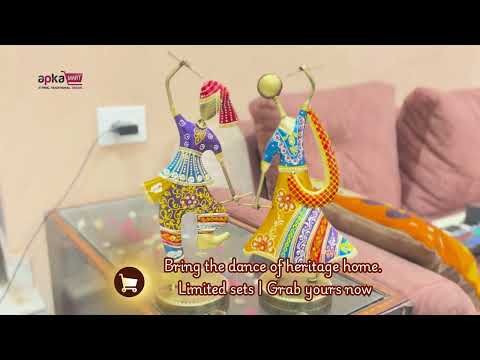 Couple Dancing Showpiece with Dandiya - For Table Decor & Gifts -10 Inch - Set of 2 - Apkamart