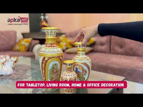 Marble Flower Vase | Decorative Flower Pot - For Living Room & Home Decor - 12 Inch - ApkaMart
