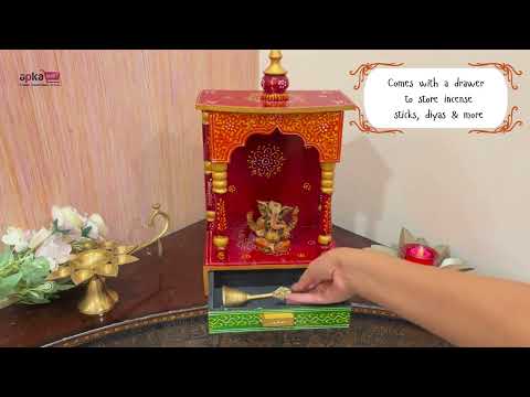 Pooja Temple with In Built Storage Drawer | Mandap For God |Puja Mandir Wall Mount - For Home , Puja Room, Office & Gifts - 15 Inch - Apkamart #Style_Style 1