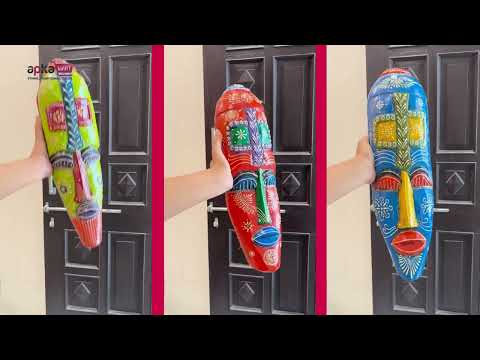 Tribal Mask Wall Hanging - for Home | Office | Cafes & Home Interior Decor - 18 inch - Apkamart #Color_Orange