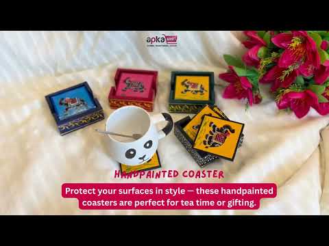 Tea Coasters Set | Wooden Coffee Coasters With Stand | Heat Pad | Dining Table Decor - For Kitchen, Bar, Tables, Hot Pots, Cups, Mugs - 4 Inch (Wood, Green) - Apkamart
