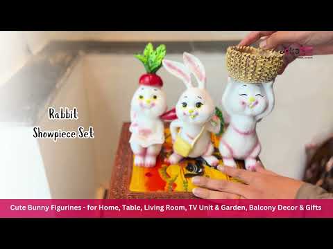 Rabbit Showpiece Set | Cute Bunny Figurines - for Home, Table, Living Room, TV Unit & Garden, Balcony Decor & Gifts - 8 Inch - Apkamart #Style_Design 3