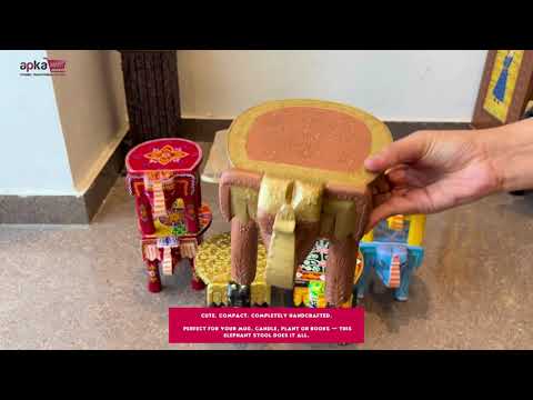 Elephant Showpiece - Stool Design | Elephant Table Showpiece - For Placing Small Pots & Tea Lights - For Home, Living Room Decor & Gifts - 8 Inch - Apkamart #Style_Design 3