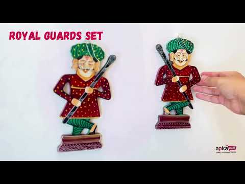 Wooden Darbaan Wall Hanging | Royal Guards Set | Rajasthani Wall Decor - for Home, Living room, Entrance Decor & Gifts - 8 Inch - Apkamart #Style_Pack Of 2