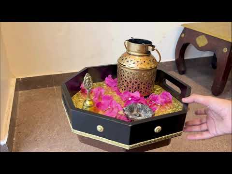 Tray Set Wood & Brass | Serving Trays For Tea, Coffee & Snacks | Multipurpose Decorative Tray & Platters - For Home, Dining Table Organization, Kitchen & Gifts - 13 Inch (Pack of 3) - Apkamart