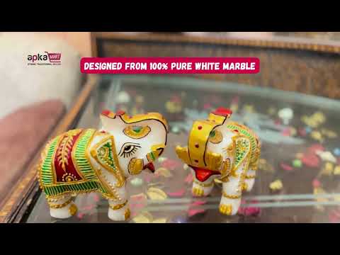 Elephant Showpiece Marbel - For Center Table & Home Decoration - 3 Inch -Set of 2 - ApkaMart