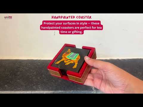 Tea Coasters | Wooden Coffee Coaster Set with Stand - Camel Design | Dining Table Decor - for Kitchen, Bar, Tables, Hot Pots, Cups, Mugs - 4 Inch (Set of 6) - apkamart #style_Design 3