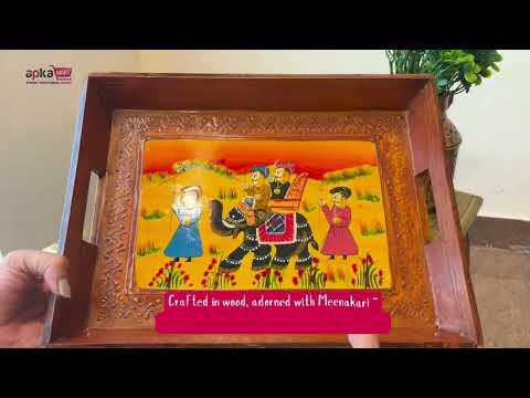 Serving Wooden Tray | Decorative Tray - for Kitchen, Serving & Gifting - 13 Inch - Apkamart#Style_Pack of 1