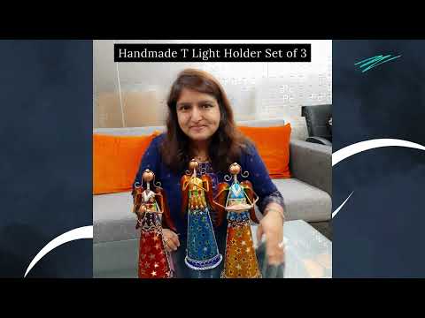 Candle Holder Stand | TeaLight Holder With One Slots Cum Showpiece | Tea Light Candle Stands - Angel Design - For Home, Table, Living Room, Dining room, Bedroom Decor | For Diwali Decoration & Gifts - 13 Inch (Set of 3) - Apkamart