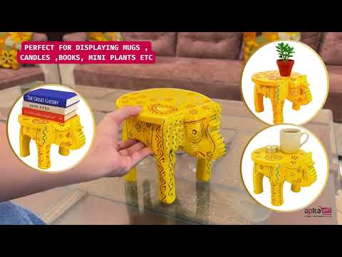 Wooden Stool - Elephant Design | Elephant Table - for Placing Small Pots & Tea Lights - for Home, Living Room Decor, office & Gifts - 6 Inch - Apkamart