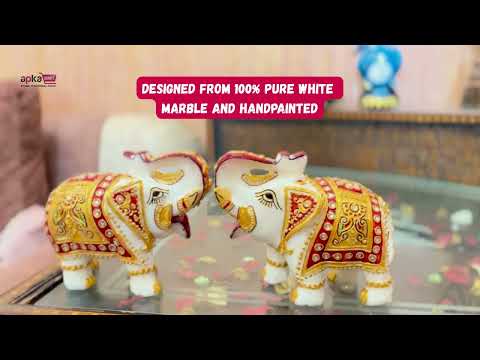 Elephant Showpiece Marbel - For Center Table & Home Decoration - 5 Inch -Set of 2 - ApkaMart
