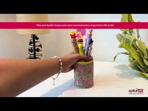 Multipurpose Holder For Pen, Cutlery, Napkin | Marble Decorative Stand With Meticulous Golden Emboss Work - For Home, office, Table, Dining, Kitchen Decor & Gifts - 4 Inch - Apkamart #Color_Pink