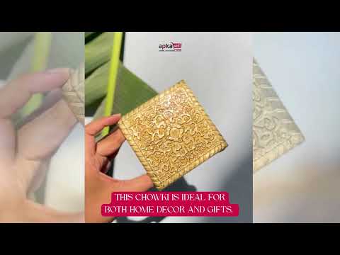 Brass Puja Chowki Bajot | Wooden Pooja Choki | Decorative Patla - For Home, Aasan for God Idol, Temple, Mandir Decor & Gifts - 4 Inch - Apkamart