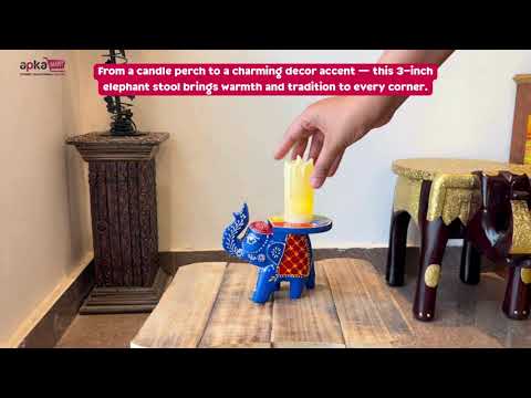 Elephant Showpiece | Elephant Table Showpiece - for Placing Small Pots & Tea Lights - for Home, Living Room Decor & Gifts - 4 Inch (Blue, Wood) - Apkamart #Style_Pack Of 2