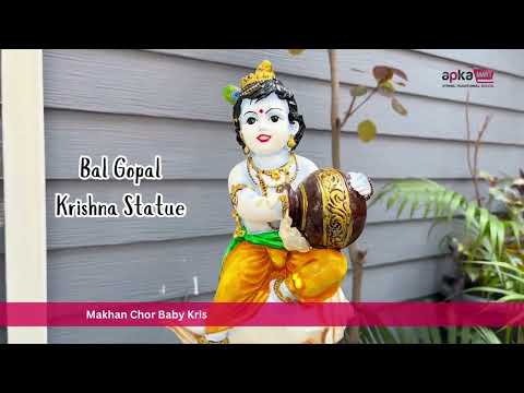 Bal Gopal Krishna Statue | Laddu Gopal Sitting on Shankh Idol | Makhan Chor Baby Krishna Murti - for Pooja, Home, Office Decor & Gifts - 11 Inch - Apkamart