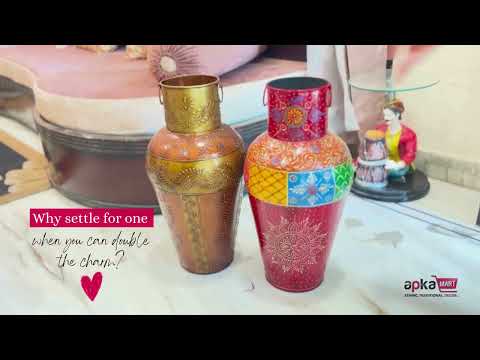 Vase Big | Flower Pot Metal - for Living Room, Home, Corner Decor, Hall-Way & Gifts - 18 Inch - Apkamart