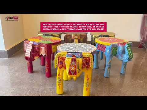 End Tables - Elephant Design | Wooden Side Table for Keeping Lamp, Vases & Plants | Small Stools - for Bedside, Home Decor, Corners, Sofa Side Stool, Office & Gifts - 12 Inch - apkamart #color_Yellow
