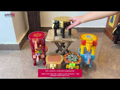 Elephant Showpiece - Stool Design | Brass Elephant Table Showpiece - for Placing Small Pots & Tea Lights - for Home, Living Room Decor & Gifts - apkamart